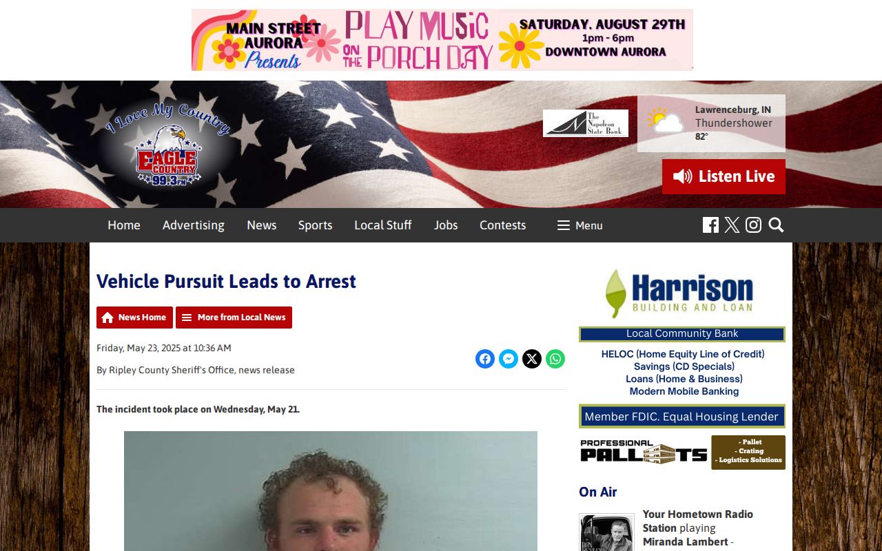 Ripley County crime news arrest story from Eagle Country